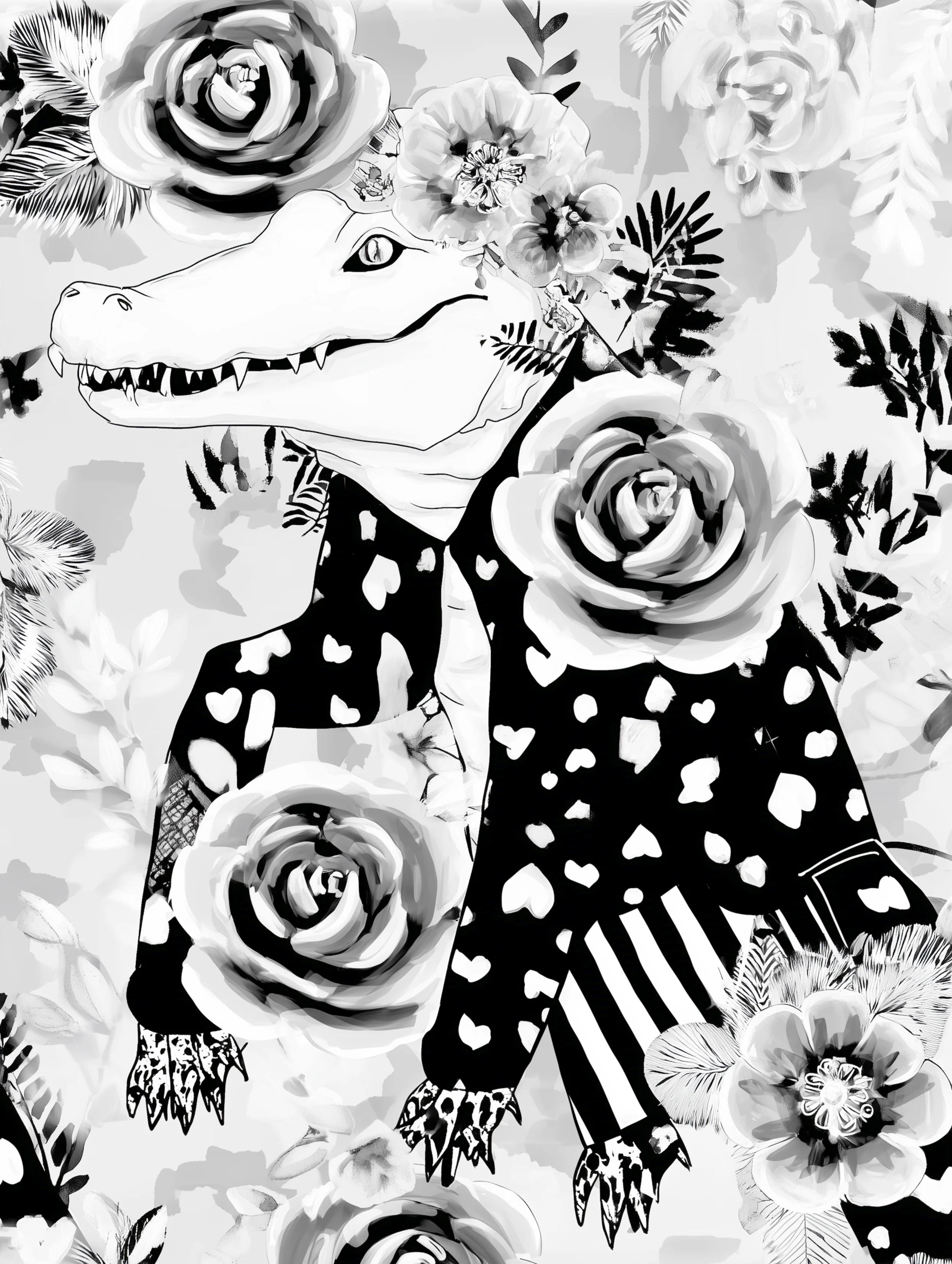 Free printable crocodile coloring pages for adults featuring black jacket crocodile